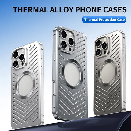 For iPhone 16 Pro Max Case Heat Dissipation Hollow Aluminium Alloy Phone Cover