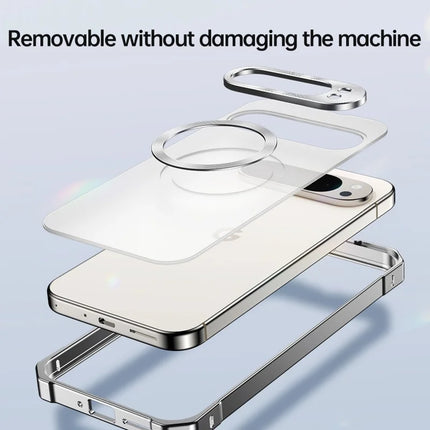 For Google Pixel 9 Pro Case Compatible with MagSafe Hard PC Metal Frame Frosted Phone Back Cover