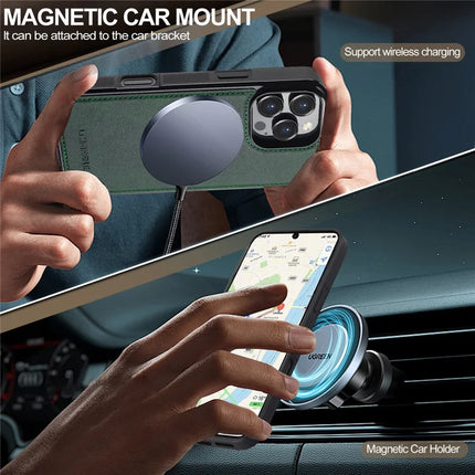 LC.IMEEKE L5 For iPhone 16 Pro Max Magnetic Phone Case Leather Back Cover with Detachable Card Holder