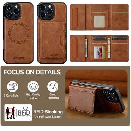 LC.IMEEKE L5 For iPhone 16 Pro Max Magnetic Phone Case Leather Back Cover with Detachable Card Holder