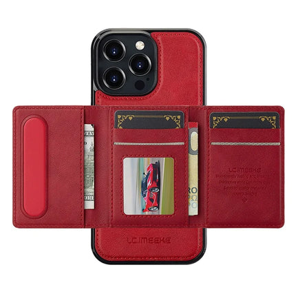 LC.IMEEKE L5 For iPhone 16 Pro Max Magnetic Phone Case Leather Back Cover with Detachable Card Holder