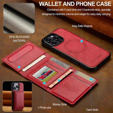 LC.IMEEKE L5 For iPhone 16 Pro Max Magnetic Phone Case Leather Back Cover with Detachable Card Holder