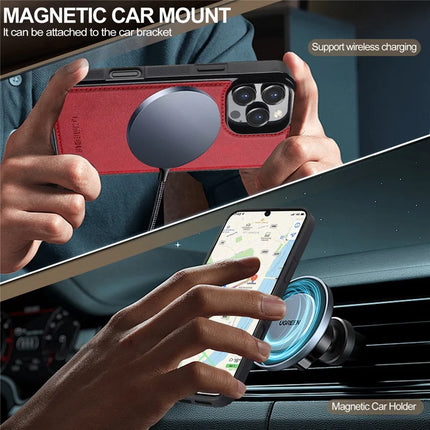 LC.IMEEKE L5 For iPhone 16 Pro Max Magnetic Phone Case Leather Back Cover with Detachable Card Holder