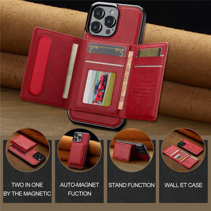 LC.IMEEKE L5 For iPhone 16 Pro Max Magnetic Phone Case Leather Back Cover with Detachable Card Holder