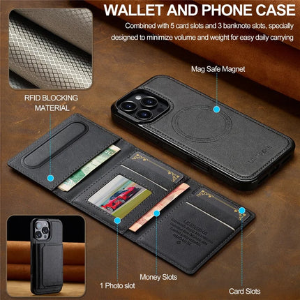 LC.IMEEKE L5 For iPhone 16 Pro Max Magnetic Phone Case Leather Back Cover with Detachable Card Holder