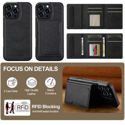 LC.IMEEKE L5 For iPhone 16 Pro Max Magnetic Phone Case Leather Back Cover with Detachable Card Holder