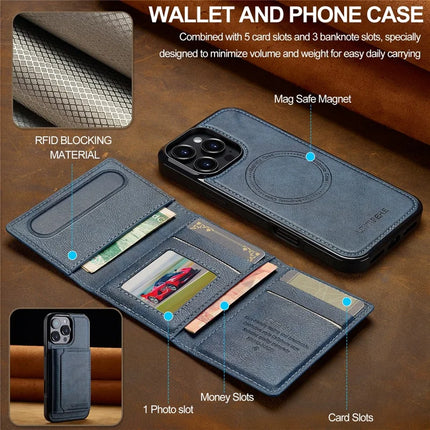 LC.IMEEKE L5 For iPhone 16 Pro Max Magnetic Phone Case Leather Back Cover with Detachable Card Holder