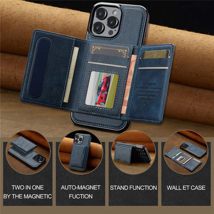 LC.IMEEKE L5 For iPhone 16 Pro Max Magnetic Phone Case Leather Back Cover with Detachable Card Holder