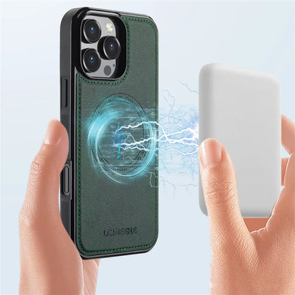 LC.IMEEKE For iPhone 16 Pro Max Magnetic Case Compatible with MagSafe Leather+TPU Back Cover
