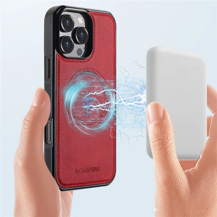 LC.IMEEKE For iPhone 16 Pro Max Magnetic Case Compatible with MagSafe Leather+TPU Back Cover