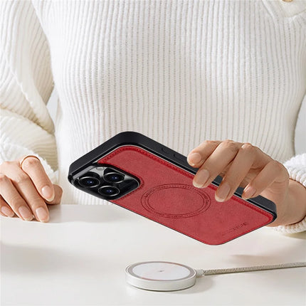 LC.IMEEKE For iPhone 16 Pro Max Magnetic Case Compatible with MagSafe Leather+TPU Back Cover