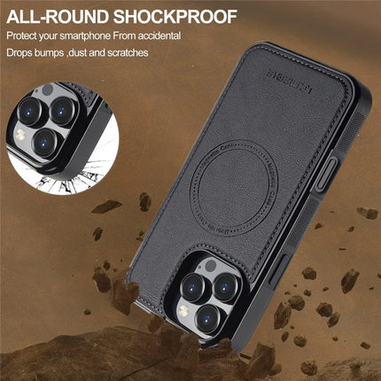 LC.IMEEKE For iPhone 16 Pro Max Magnetic Case Compatible with MagSafe Leather+TPU Back Cover