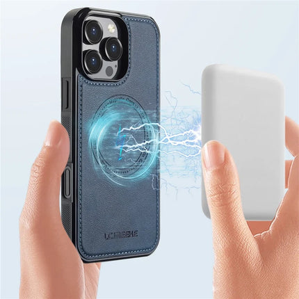 LC.IMEEKE For iPhone 16 Pro Max Magnetic Case Compatible with MagSafe Leather+TPU Back Cover
