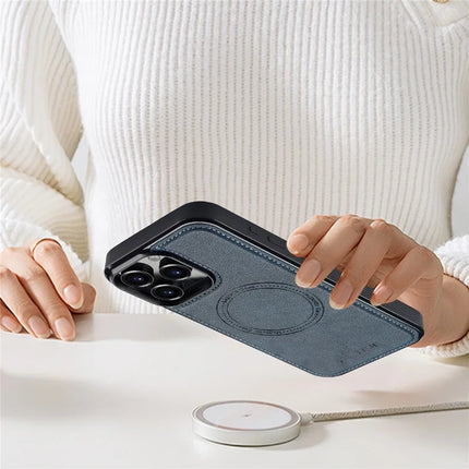 LC.IMEEKE For iPhone 16 Pro Max Magnetic Case Compatible with MagSafe Leather+TPU Back Cover