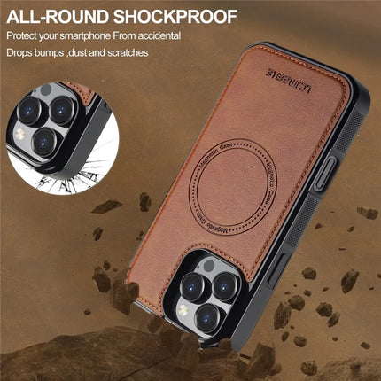 LC.IMEEKE For iPhone 16 Pro Max Magnetic Case Compatible with MagSafe Leather+TPU Back Cover