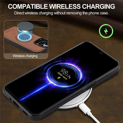 LC.IMEEKE For iPhone 16 Pro Max Magnetic Case Compatible with MagSafe Leather+TPU Back Cover