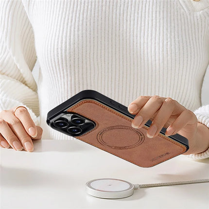 LC.IMEEKE For iPhone 16 Pro Max Magnetic Case Compatible with MagSafe Leather+TPU Back Cover