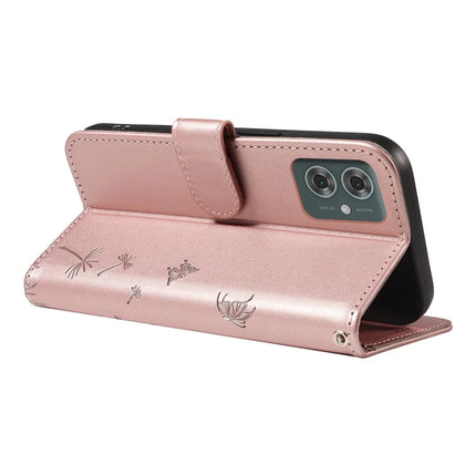 For Motorola Moto G55 5G Leather Case Wallet Phone Cover Dandelion Imprint