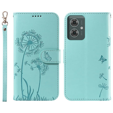 For Motorola Moto G55 5G Leather Case Wallet Phone Cover Dandelion Imprint - Green