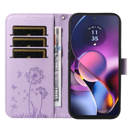 For Motorola Moto G54 5G Leather Case Wallet Phone Cover Dandelion Imprint