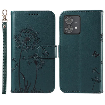 For Motorola Edge 40 Neo 5G Leather Case Wallet Phone Cover Dandelion Imprint - Blue