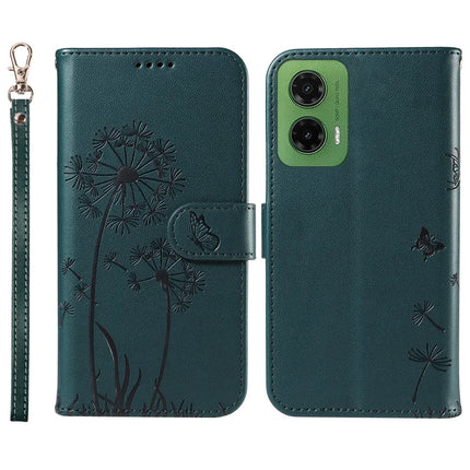 For Motorola Moto G35 5G Leather Case Wallet Phone Cover Dandelion Imprint - Blue