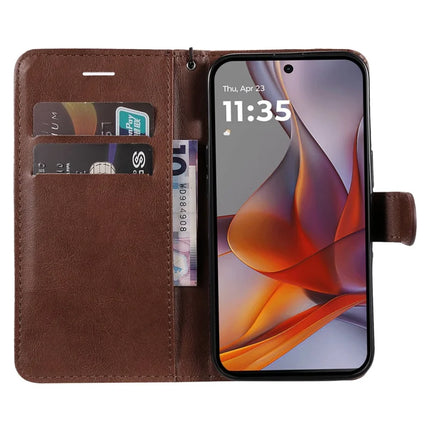 For Motorola Moto G75 5G Case Solid Color Leather Mobile Cover Wallet Stand with Strap