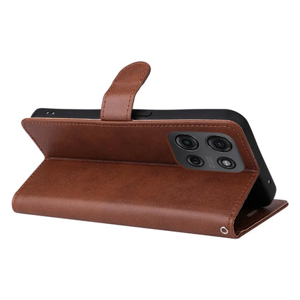 For Motorola Moto G75 5G Case Solid Color Leather Mobile Cover Wallet Stand with Strap