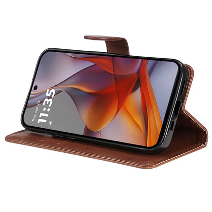 For Motorola Moto G75 5G Case Solid Color Leather Mobile Cover Wallet Stand with Strap