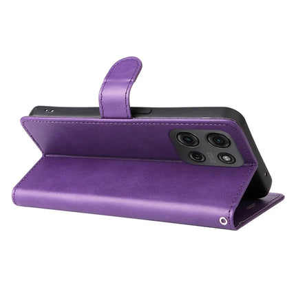 For Motorola Moto G75 5G Case Solid Color Leather Mobile Cover Wallet Stand with Strap