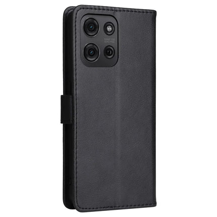 For Motorola Moto G75 5G Case Solid Color Leather Mobile Cover Wallet Stand with Strap
