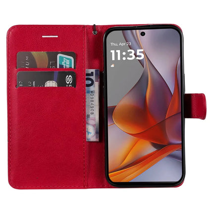 For Motorola Moto G75 5G Case Solid Color Leather Mobile Cover Wallet Stand with Strap