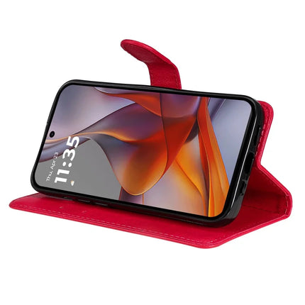 For Motorola Moto G75 5G Case Solid Color Leather Mobile Cover Wallet Stand with Strap