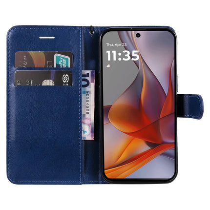For Motorola Moto G75 5G Case Solid Color Leather Mobile Cover Wallet Stand with Strap