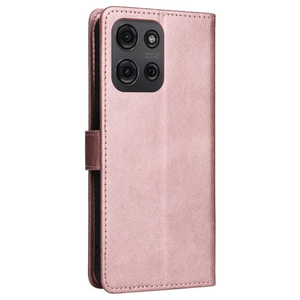 For Motorola Moto G75 5G Case Solid Color Leather Mobile Cover Wallet Stand with Strap