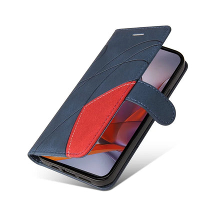 For Motorola Moto G75 5G Leather Case Wallet Stand Color Splicing Phone Cover