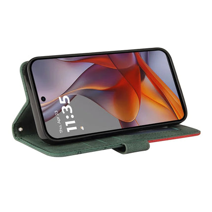 For Motorola Moto G75 5G Leather Case Wallet Stand Color Splicing Phone Cover
