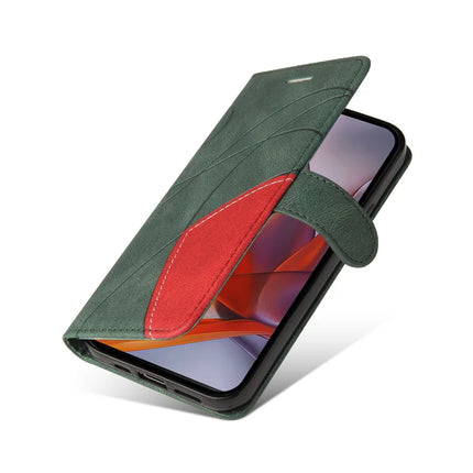 For Motorola Moto G75 5G Leather Case Wallet Stand Color Splicing Phone Cover