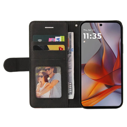 For Motorola Moto G75 5G Leather Case Wallet Stand Color Splicing Phone Cover