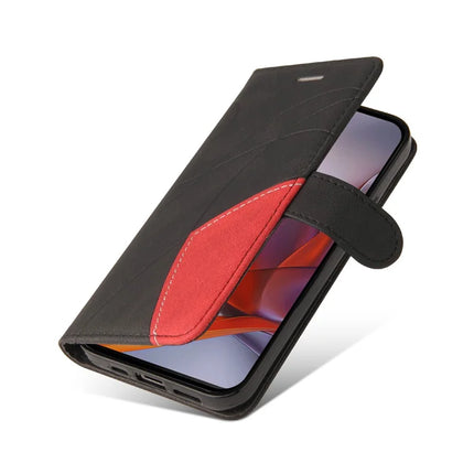 For Motorola Moto G75 5G Leather Case Wallet Stand Color Splicing Phone Cover