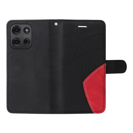 For Motorola Moto G75 5G Leather Case Wallet Stand Color Splicing Phone Cover