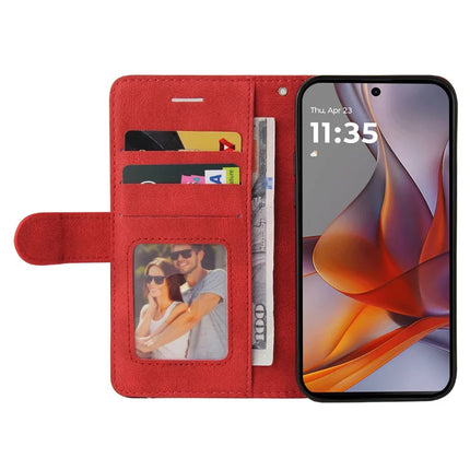 For Motorola Moto G75 5G Leather Case Wallet Stand Color Splicing Phone Cover
