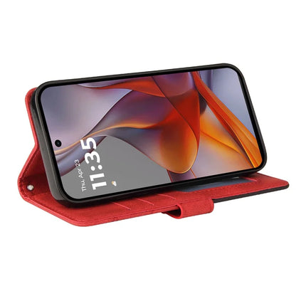 For Motorola Moto G75 5G Leather Case Wallet Stand Color Splicing Phone Cover