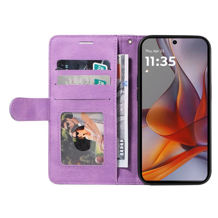 For Motorola Moto G75 5G Leather Case Wallet Stand Color Splicing Phone Cover