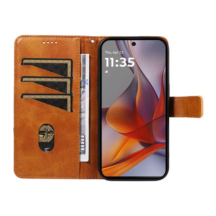 For Motorola Moto G75 5G Case Leather Geometric Line Wallet Phone Cover with Wrist Strap