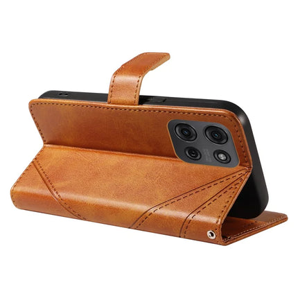 For Motorola Moto G75 5G Case Leather Geometric Line Wallet Phone Cover with Wrist Strap