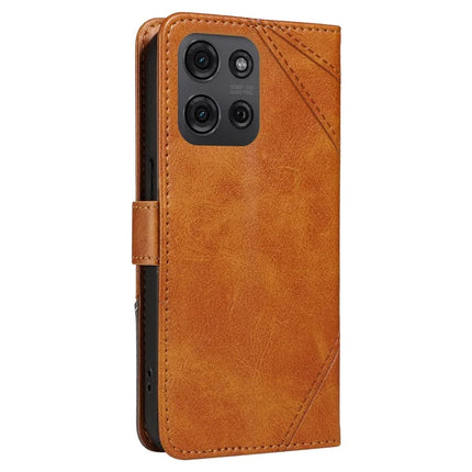For Motorola Moto G75 5G Case Leather Geometric Line Wallet Phone Cover with Wrist Strap
