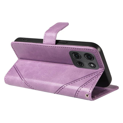 For Motorola Moto G75 5G Case Leather Geometric Line Wallet Phone Cover with Wrist Strap