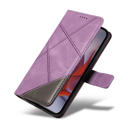 For Motorola Moto G75 5G Case Leather Geometric Line Wallet Phone Cover with Wrist Strap