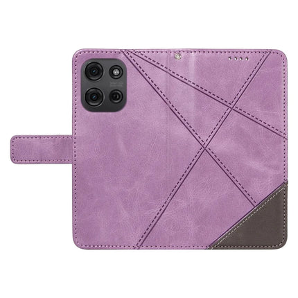 For Motorola Moto G75 5G Case Leather Geometric Line Wallet Phone Cover with Wrist Strap